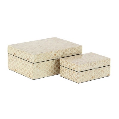 Set of 2 Wooden Boxes with Pattern - Olivia & May