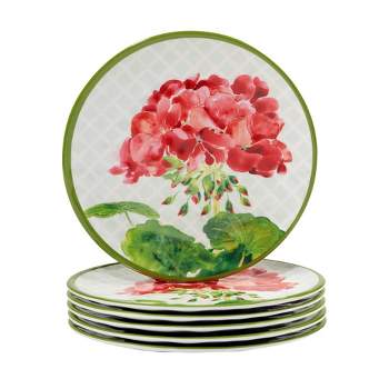 Set of 6 Geraniums Melamine Salad/Dining Plates - Certified International