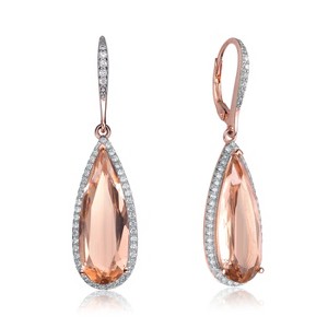 Guili Teardrop Leverback Earrings in Sterling Silver with CZ in Amber, Emerald, Sapphire, Gold & Rose Gold – Vibrant Sparkle for Luxe Appeal - 1 of 3