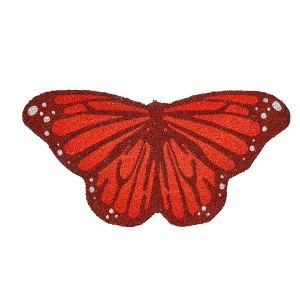 tag Butterfly Shaped Non-Slip Coir Door Mat - Everyday Use Orange Rug 30 x 15.27 x 1 in - Shake Clean, Initial Shedding - 1 of 1