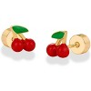 14K Gold Plated Sterling Silver Posts Enamel Flatback Stud Earrings for Women - Colored Chili Pepper Strawberry Peach Cherry Emoji Screwback Earrings - 3 of 4