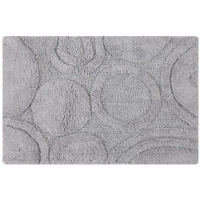 Knightsbridge Orbit Bath Rug Cotton Non Skid Back, Silver