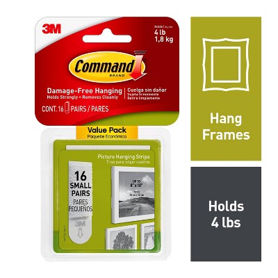 Command 16 Sets of Strips Small Sized Picture Hanging Strips White