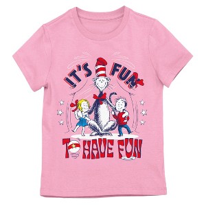 Dr. Seuss The Cat in the Hat It's Fun to Have Fun Youth Girl Pink Short Sleeve Tee - 1 of 2