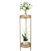 Sevobal Utility Storage Shelves, 2 Tiers Tall Plant Display Storage Shelf with Round Trays, Plant Stand for Balcony Patio Home, Gold, 9.6"*9.6"*31.5" - 2 of 4