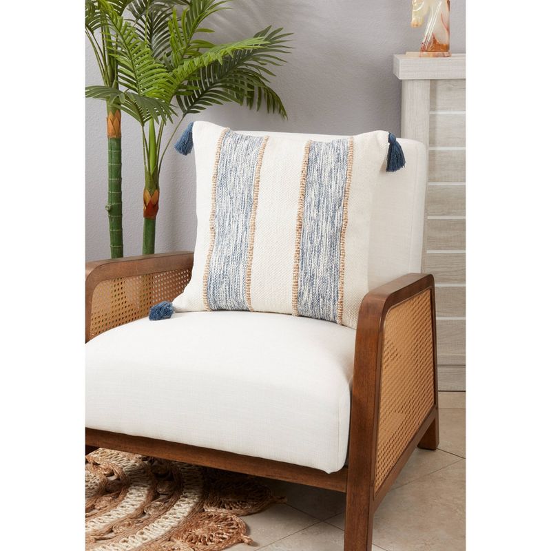 Oversize Striped Tassel Corners Design Throw Pillow - Saro Lifestyle, 4 of 5