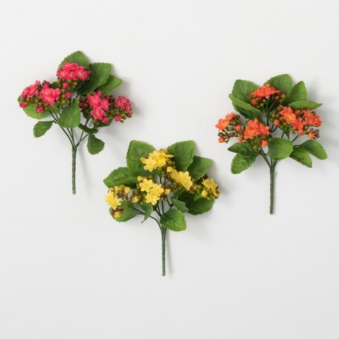 Sullivans Artificial Kalanchoe Flower Bush Set Of 3, 8