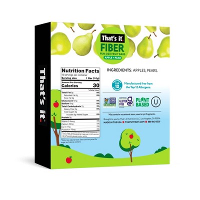 That's It. Fiber Fun Size Apple + Pear Fruit Bars - 0.35oz/12ct