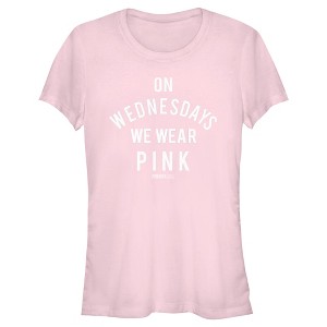 Junior's Mean Girls On Wednesdays We Wear Pink White Bold T-Shirt - 1 of 4
