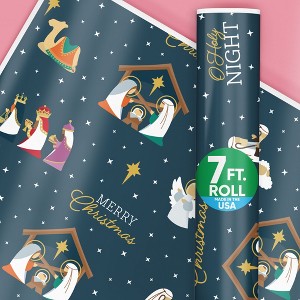 Big Dot of Happiness Holy Nativity Wrapping Paper, Manger Scene Holiday Gift Wrap Roll, Religious Christmas Gift Paper, 24 in x 7 feet, 1 Roll - 1 of 4