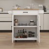 Kitchen Trolley Carts On Wheels Rolling Kitchen Island Cart With Rubberwood Countertop,abstract,white,37.99in,3.17ft - 3 of 4