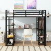 Whisen Elegant Design Full Size Metal Loft Bed with Storage Iron Mesh and MDF Shelves and Open Wardrob - 3 of 4