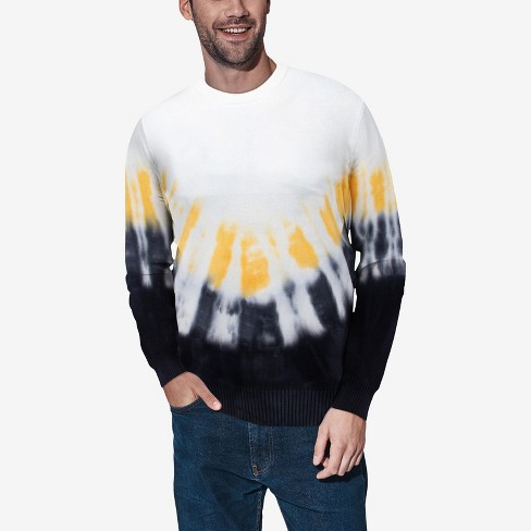 X Ray Men s Pullover Crewneck Tie Dye Fashion Sweater In Black