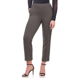 Rekkuna Women's Pull-On Ankle Work Pants – Mid-Rise Slim Straight Office Yoga Trousers with Pockets and Belt Loops - 1 of 4