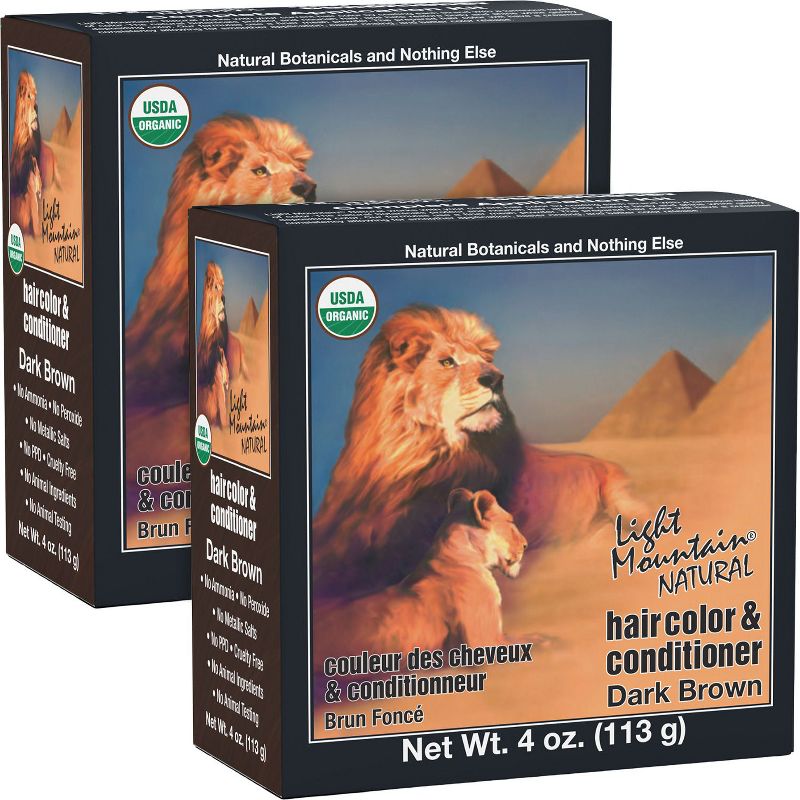 Light Mountain Henna Hair Color & Conditioner, Dark Brown, Organic Henna Leaf Powder, Chemical-Free, Semi-Permanent Hair Dye, 4 Oz (Pack Of 2), 1 of 7