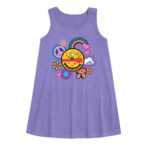 - Peanuts - Woodstock Peace And Love Flair Graphic Sleeveless Aline Dress - 1 of 4