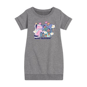 - MTV - Funky Flower Dude Graphic Short Sleeve Fleece Dress - 1 of 3