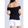 Women's Rib Knit Short Sleeve Off The Shoulder Top | Motherhood Maternity - 2 of 4