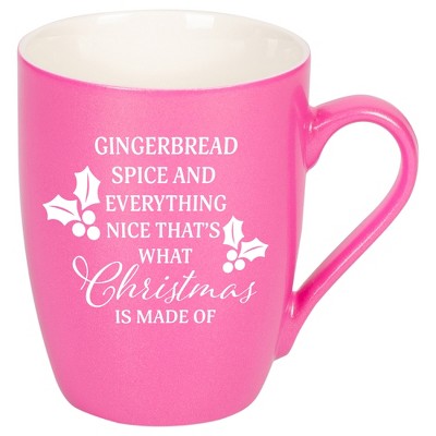 Elanze Designs Gingerbread Spice And Everything Nice That's What Christmas Is Made Of Princess Pink 10 ounce New Bone China Coffee Cup Mug