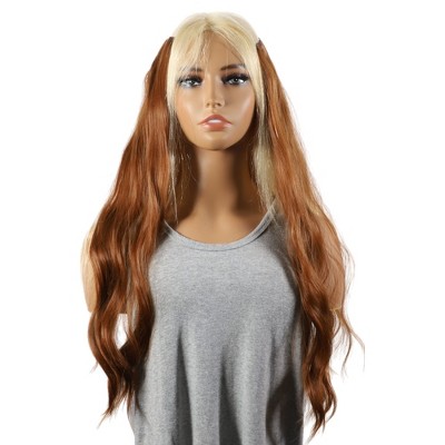 Unique Bargains Women's Water Ripple Curls Hair Extensions High Temperature Fiber 22in Brown 1 Set