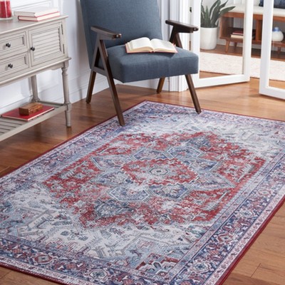 Tucson Red and Navy Synthetic 8' x 10' Area Rug