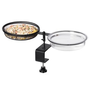 Outdoor Round 2 in 1 Deck Mounted Bird Bath Bowl Railing Bird Mesh Tray Feeder with Adjustable Clamp - 1 of 4
