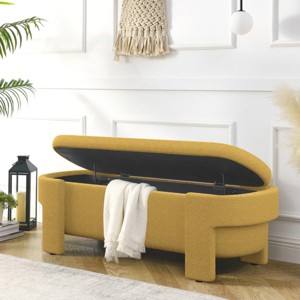 Contemporary Upholstered Storage Ottoman Bench with Soft Linen Seat and Hidden Compartment for Living Room Use -3irtyhousy - 1 of 4
