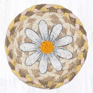 Earth Rugs Flower Coaster – Daisy Print Farmhouse Accent 5"x5" Square - 1 of 3