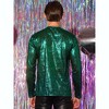 Lars Amadeus Men's Long Sleeves Party Clubwear Shiny Metallic T-Shirt - image 3 of 4