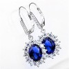 18K White Gold Sapphire Halo Leverback Earrings - 2 of 4