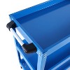 Vynxaria 3-Tier Utility Storage Shelves - Heavy Duty Rolling Tool Cart with Lockable Wheels, Blue, 450 LBS Capacity - 2 of 4