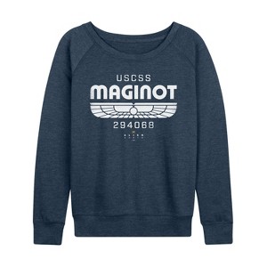 Women's - Alien: Earth - Uscss Maginot -Women's French Terry Long Sleeve Pullover Lightweight French Terry Wide Neck Long Sleeve Graphic Shirt - 1 of 4