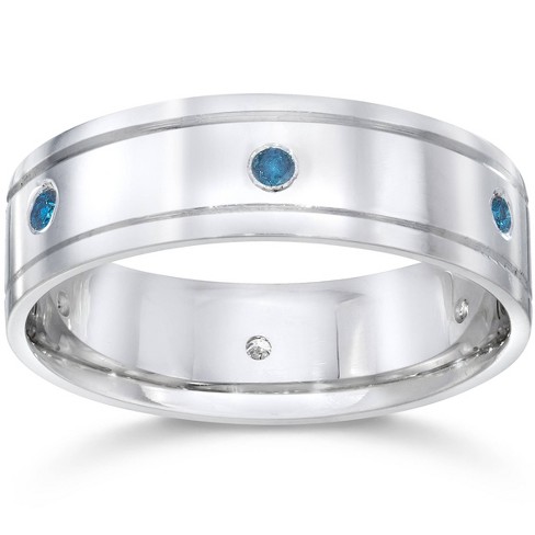 Pompeii3 Mens 1/4ct Blue Diamond 14K White Gold Wedding Band - image 1 of 3