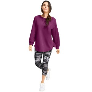 ellos Plus Size French Terry Blouson Sleeve Sweatshirt Tunic - 1 of 4