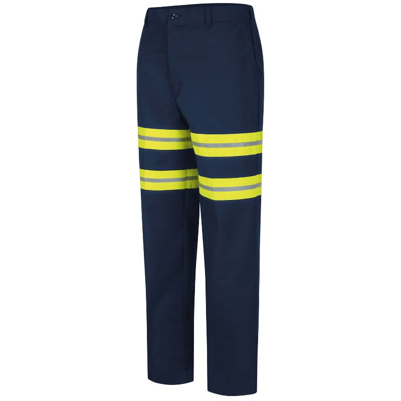 Red Kap Men's Enhanced VisibilityDura-Kap Industrial Pant, Navy Fluorescent Yellow Trim - 30 X 30