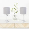 Creekwood Home Set of 2 Contemporary Bedside White Table Lamps with USB Port Gray Shade - 4 of 4