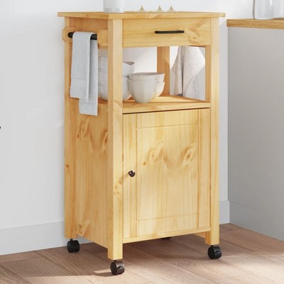 vidaXL Kitchen Trolley MONZA 18.9 in.x15.7 in.x35.4 in. Solid Wood Pine