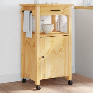 vidaXL Kitchen Trolley MONZA 18.9 in.x15.7 in.x35.4 in. Solid Wood Pine - 1 of 4