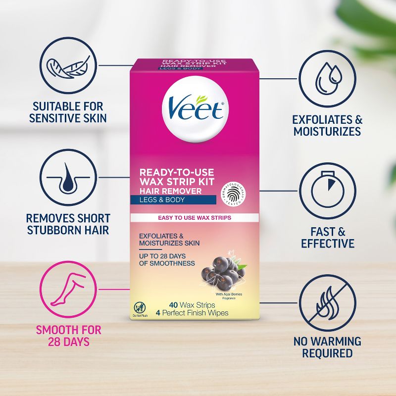 Veet Ready-To-Use Wax Strips and Wipes - 40ct, 4 of 10