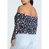 ELOQUII Women's Plus Size Off The Shoulder Polka Dot Top - 3 of 4