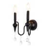 PAKOKULA 2-Light Vintage Black Candle Style Double Wall Sconce with Crystal Decoration - 3 of 4