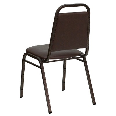 Brown and Copper Vinyl Stacking Banquet Chair with Steel Frame