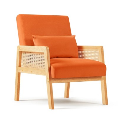 LACOO Upholstered Accent Chair with Pillow and Solid Wood Frame - Orange