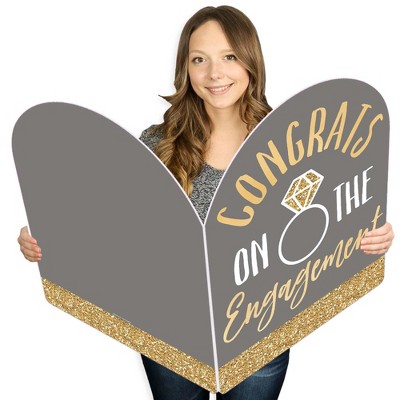 Big Dot of Happiness Engagement Announcement - Congratulations Giant Greeting Card - Big Shaped Jumborific Card