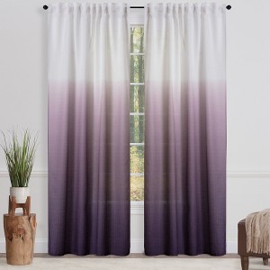 Chanasya 2pk Gradient Ombre Faux Belgian Flax Semi Sheer Window Curtain Panels - Set of 2 - 1 of 4