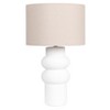 Storied Home Stoneware Table Lamp with Linen Shade and Volcano Finish, White - 4 of 4