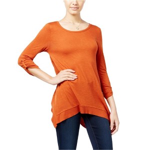 Hippie Rose Womens Heathered Pullover Blouse, Orange, X-Large - 1 of 1