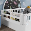 Aortzio Twin Wooden Floor Bed with High Rails, Light & Storage Shelf - 4 of 4