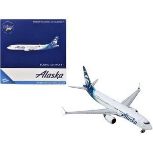Boeing 737 MAX 8 Commercial Aircraft "Alaska Airlines" (N801AK) White with Blue Tail 1/400 Diecast Model Airplane by GeminiJets - 1 of 3