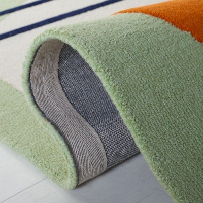 Green and Black Hand-Tufted Wool Abstract Area Rug